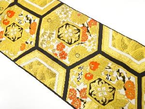 アンティーク　亀甲に菊・桐・枝梅模様織り出し袋帯（着用可）